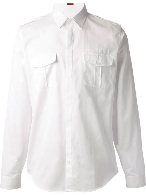 gucci military shirt white|white Gucci shirts for men.